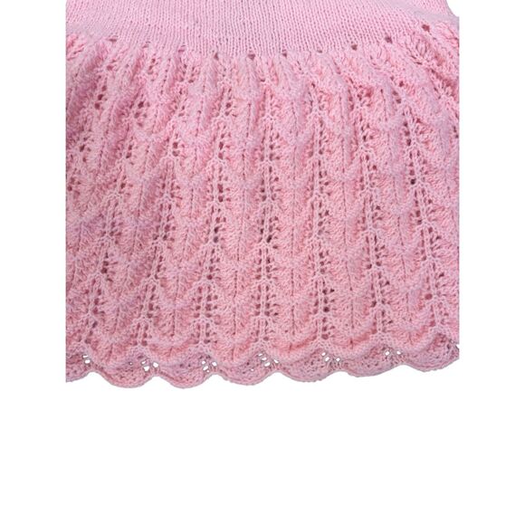 Vintage Handmade Baby Dress & Cardigan Set – Pink Knit Lace, Special Occasion Ou - Picture 9 of 16